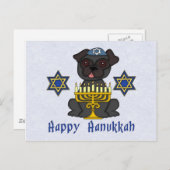 Schwarzer Mops - Hanukkah-Karte Feiertagspostkarte (Vorne/Hinten)