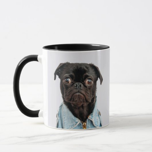 Schwarzer Mops-Hund addieren Text Tasse (Links)