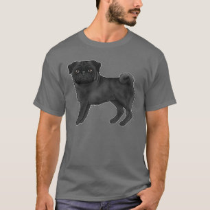 Schwarzer Mops Hund Adorable Cartoon Hunde Illustr T-Shirt