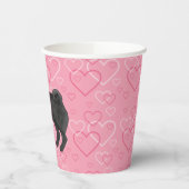 Schwarzer Mops Hund Cartoon Mops Liebe Herzmuster  Pappbecher (Links)