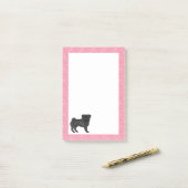 Schwarzer Mops Hund Cartoon Mops Liebe Herzmuster Post-it Klebezettel (Auf Schreibtisch)