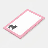 Schwarzer Mops Hund Cartoon Mops Liebe Herzmuster Post-it Klebezettel (angewinkelt)