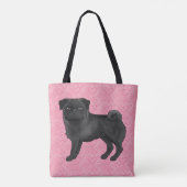 Schwarzer Mops Hund Cartoon Mops Rosa Liebe Herzmu Tasche (Rückseite)