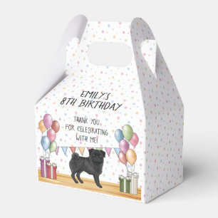 Schwarzer Mops-Hund Farbige Pastell-Geburtstags-Da Geschenkschachtel