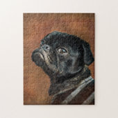 Schwarzer Mops Hund Foto Portrait Puzzle (Vertikal)