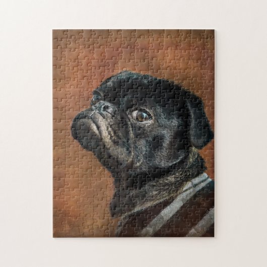 Schwarzer Mops Hund Foto Portrait Puzzle (Vertikal)