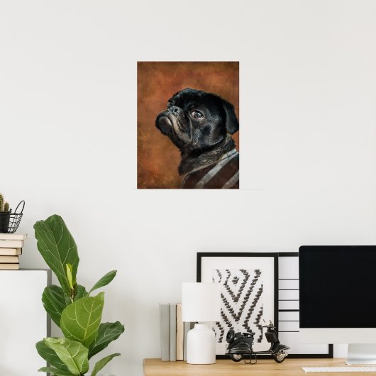 Schwarzer Mops Hund Foto Poster (Heimbüro)