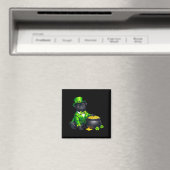 Schwarzer Mops-Hund Leprechaun Shamrocks St. Patri Magnet (In Situ (Geschirrspüler))