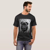 Schwarzer Mops-Hund mit süßem Gesicht 436 T-Shirt (Vorne ganz)