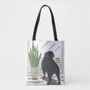 Schwarzer Mops, Hund, modern Tasche