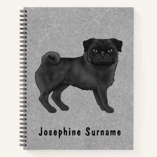 Schwarzer Mops Hund Niedlich Cartoon Hund Illustra Notizblock