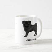 Schwarzer Mops Hund Niedliche Cartoon Hunde Mops m Kaffeetasse (VorderseiteRechts)