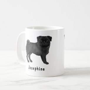 Schwarzer Mops Hund Niedliche Cartoon Hunde Mops m Kaffeetasse
