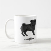 Schwarzer Mops Hund Niedliche Cartoon Hunde Mops m Kaffeetasse (Links)