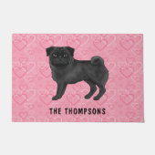 Schwarzer Mops Hund Niedlichen Mops und rosa Herze Fußmatte (Vorderseite)