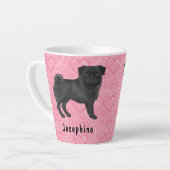 Schwarzer Mops Hund Niedlichen Mops und rosa Herze Milchtasse (Linke Ecke)