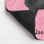 Schwarzer Mops Hund Niedlichen Mops und rosa Herze Mousepad (Ecke)
