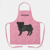 Schwarzer Mops Hund Niedlichen Mops und rosa Herze Schürze (Vorderseite)