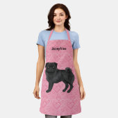 Schwarzer Mops Hund Niedlichen Mops und rosa Herze Schürze (Getragen)