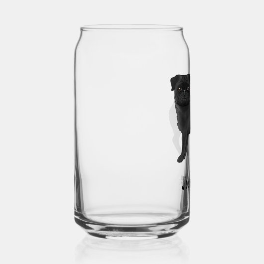 Schwarzer Mops Hund Niedlicher Cartoon Mops mit In Dosenglas (Rechts)