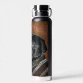 Schwarzer Mops Hund Personalisiert Trinkflasche (Rückseite)