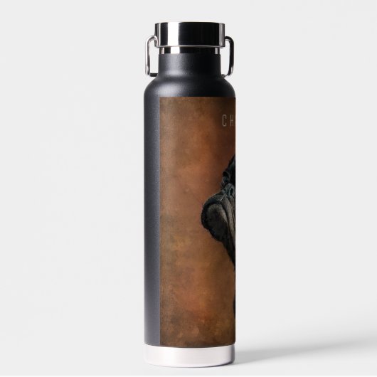 Schwarzer Mops Hund Personalisiert Trinkflasche (Vorne)