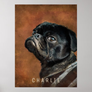 Schwarzer Mops-Hund Poster