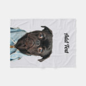 Schwarzer Mops Hund Text hinzufügen Fleecedecke (Vorderseite (Horizontal))