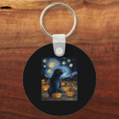 Schwarzer Mops Hund von van gogh sternenbester Nac Schlüsselanhänger (Vorderseite)