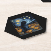 Schwarzer Mops Hund von van gogh sternenbester Nac Untersetzer (angewinkelt)