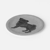 Schwarzer Mops Hunde Zucht Niedlicher Cartoon Illu Pappteller (Schrägansicht)