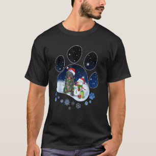 Schwarzer Mops-Hundefuß Weihnachten Schneemann Xma T-Shirt