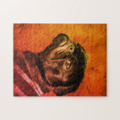 Schwarzer Mops Hundportrait Puzzle (Horizontal)
