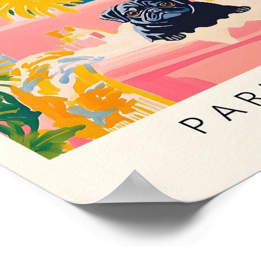 Schwarzer Mops in der Badewanne, schönes Poster fü (Ecke)