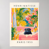 Schwarzer Mops in der Badewanne, schönes Poster fü (Vorne)