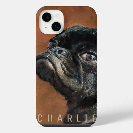 Schwarzer Mops iPhone Hülle (Rückseite)