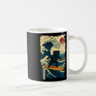 Schwarzer Mops Japanische Kanagawa Welle Surfen Ja Kaffeetasse