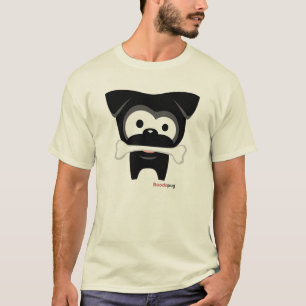 Schwarzer Mops-Knochen! T - Shirt (helle Farben)
