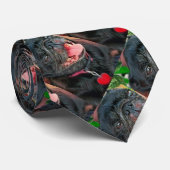 Schwarzer Mops Krawatte (Gerollt)