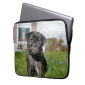 Schwarzer Mops Laptopschutzhülle (Vorderseite Links)