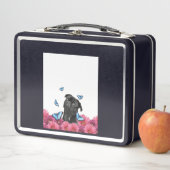 Schwarzer Mops mit blauen Schmetterlingen und Gerb Metall Brotdose (Beispiel)