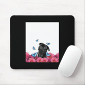 Schwarzer Mops mit blauen Schmetterlingen und Gerb Mousepad (Mit Mouse)
