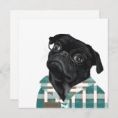 Schwarzer Mops mit Brille und Shirt (Vorne/Hinten)