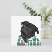 Schwarzer Mops mit Brille und Shirt (Stehend Vorderseite)