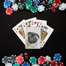 Schwarzer Mops mit Brillen Spielkarten