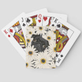 Schwarzer Mops mit Daisy-Blume Spielkarten (Rückseite)