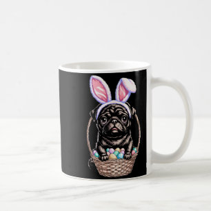 Schwarzer Mops mit Hasenohren süßes farbenfrohes O Kaffeetasse