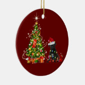 Schwarzer Mops mit Hat Scanner Weihnachten Keramik Ornament (Rechts)