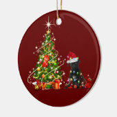 Schwarzer Mops mit Hat Scanner Weihnachten Keramik Ornament (Links)