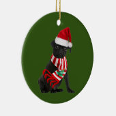 Schwarzer Mops mit Hat Scanner Weihnachten Keramik Ornament (Rechts)